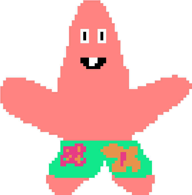 Pixelated Patrick Star PNG with transparent background