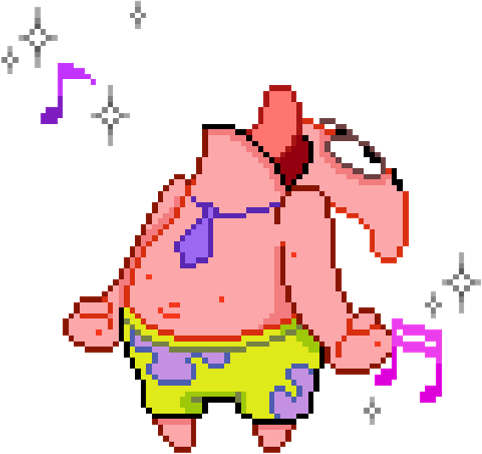 Pixelated Patrick Star Dancing PNG with transparent background