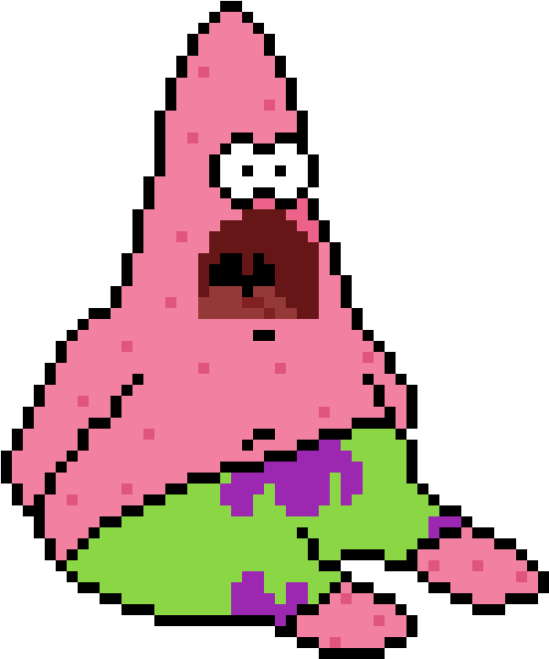 Pixelated Patrick Star Surprised PNG with transparent background