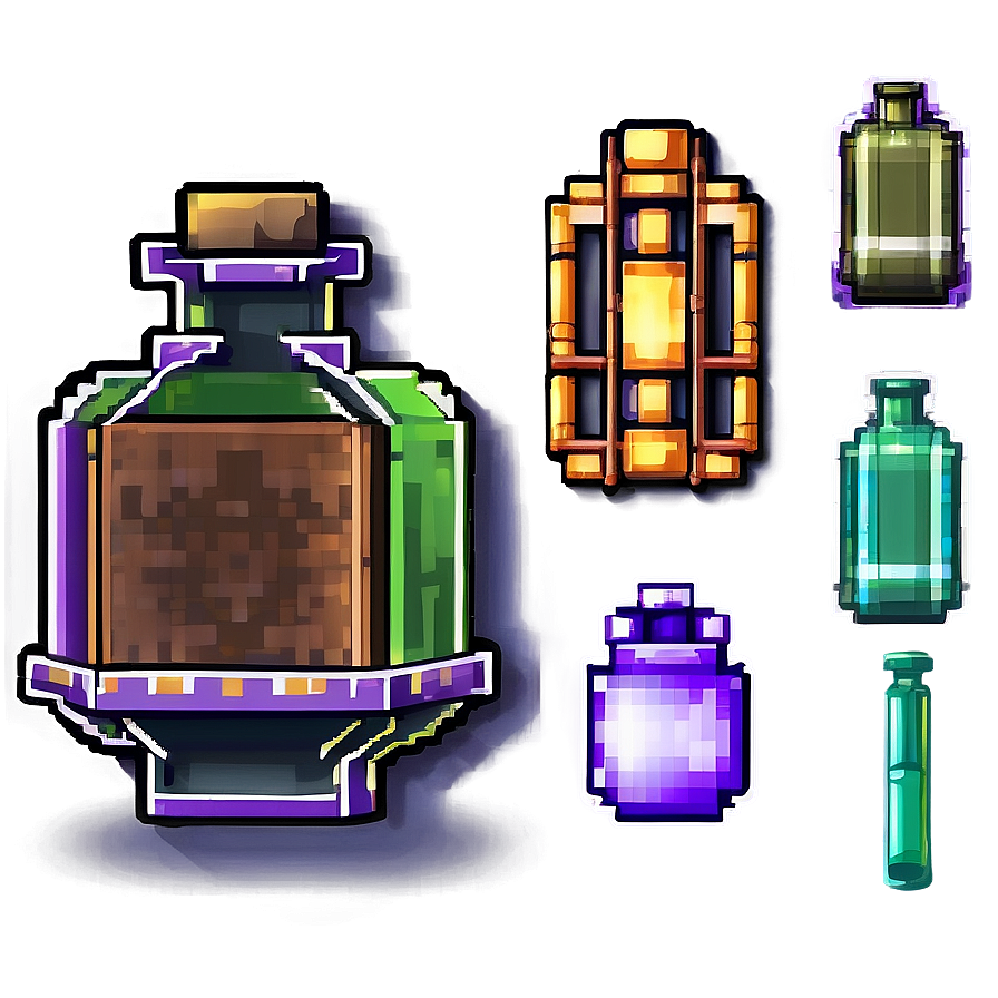 Pixelated Potion Bottle Png Aqc