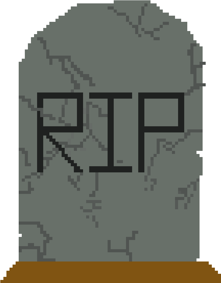 Pixelated R I P Gravestone PNG with transparent background