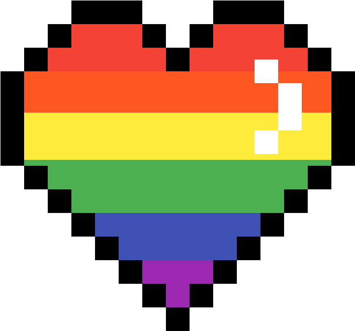 Pixelated Rainbow Heart PNG with transparent background
