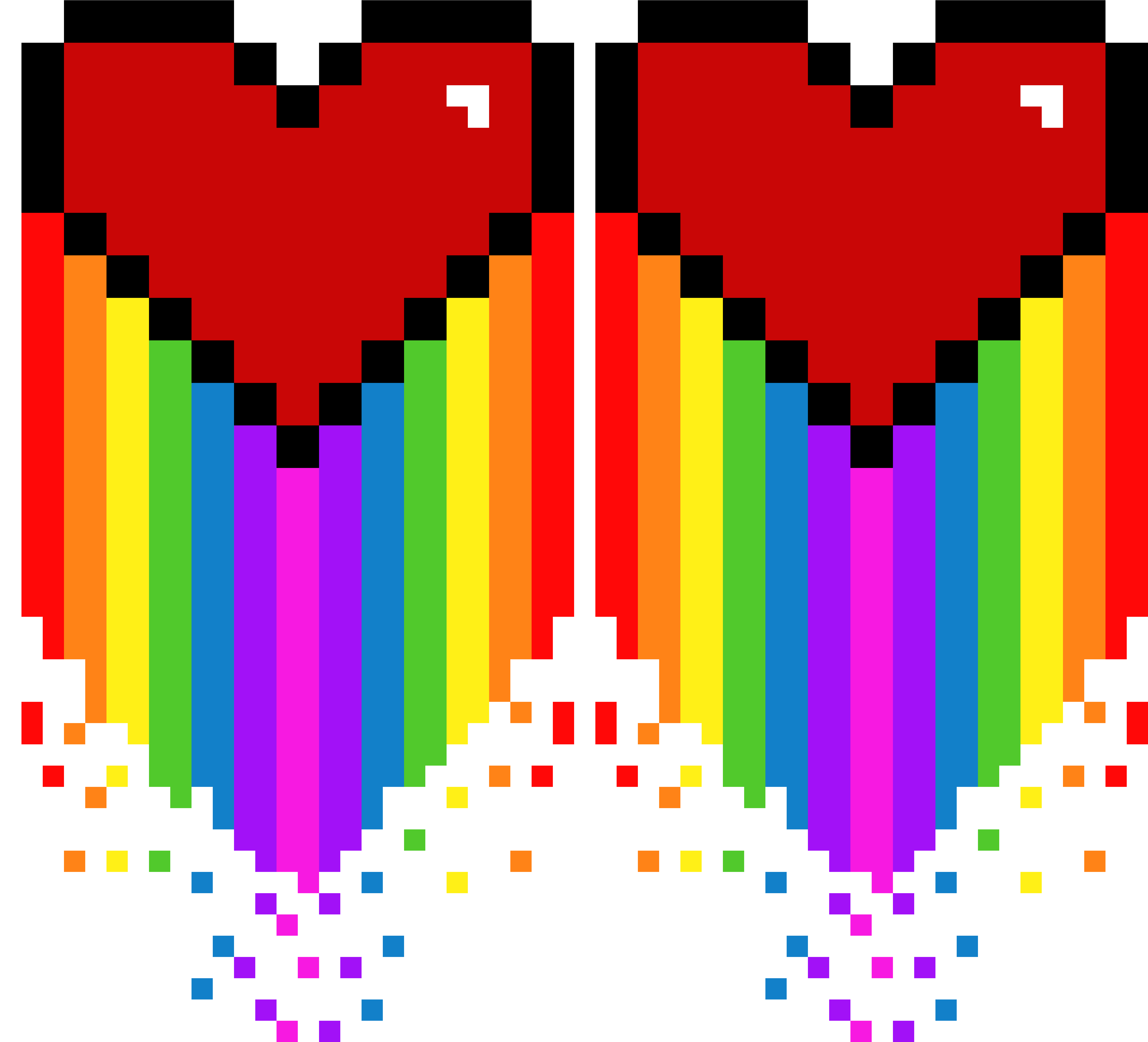 Pixelated Rainbow Hearts