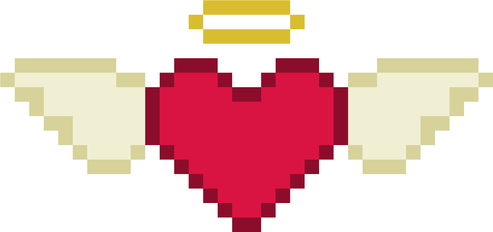 Pixelated Red Heart With Wings