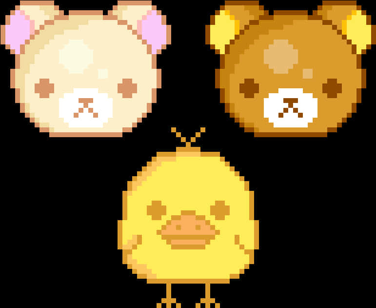 Pixelated Rilakkuma Friends PNG with transparent background
