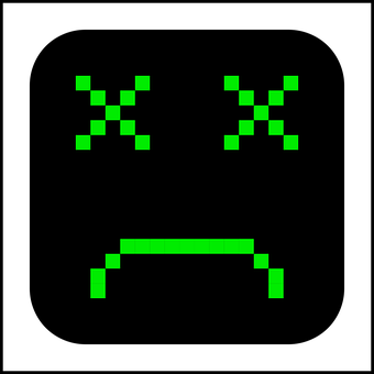 Pixelated Sad Face Greenon Black