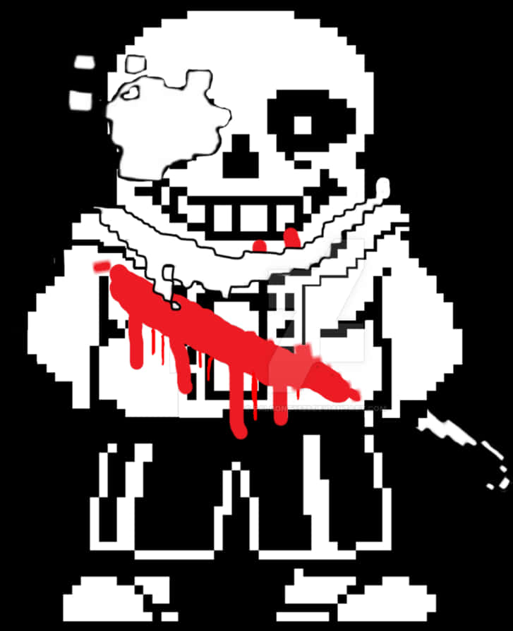 Pixelated Sans With Blood PNG with transparent background