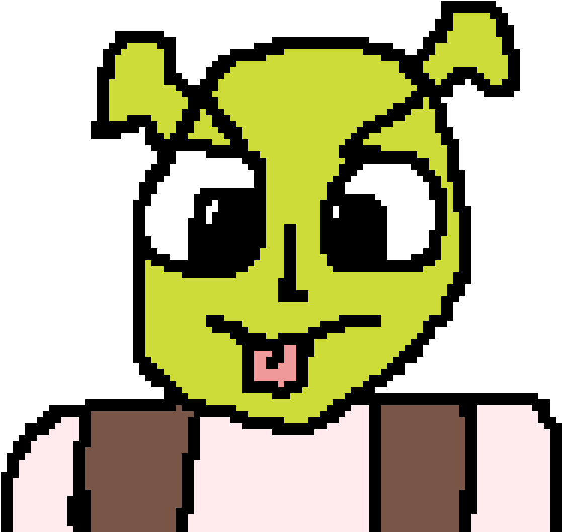 Pixelated Shrek Character