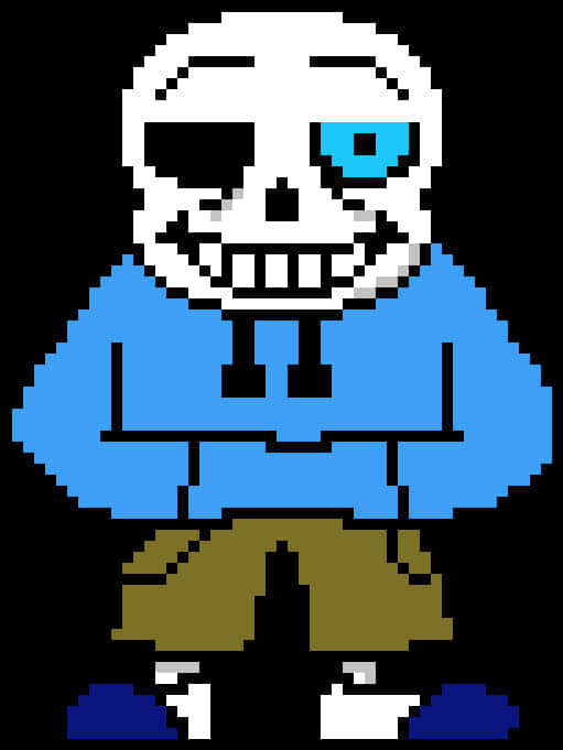 Pixelated_ Skeleton_ Character PNG with transparent background