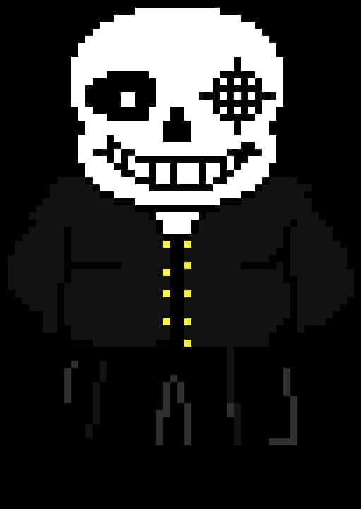 Pixelated Skeleton Character PNG with transparent background