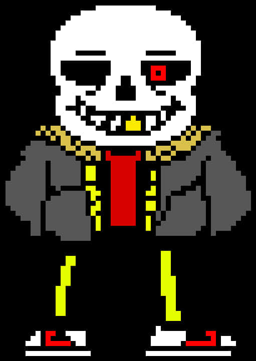 Pixelated Skeleton Character Sans PNG with transparent background
