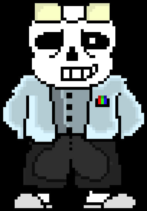 Pixelated Skeleton Character Sans PNG with transparent background