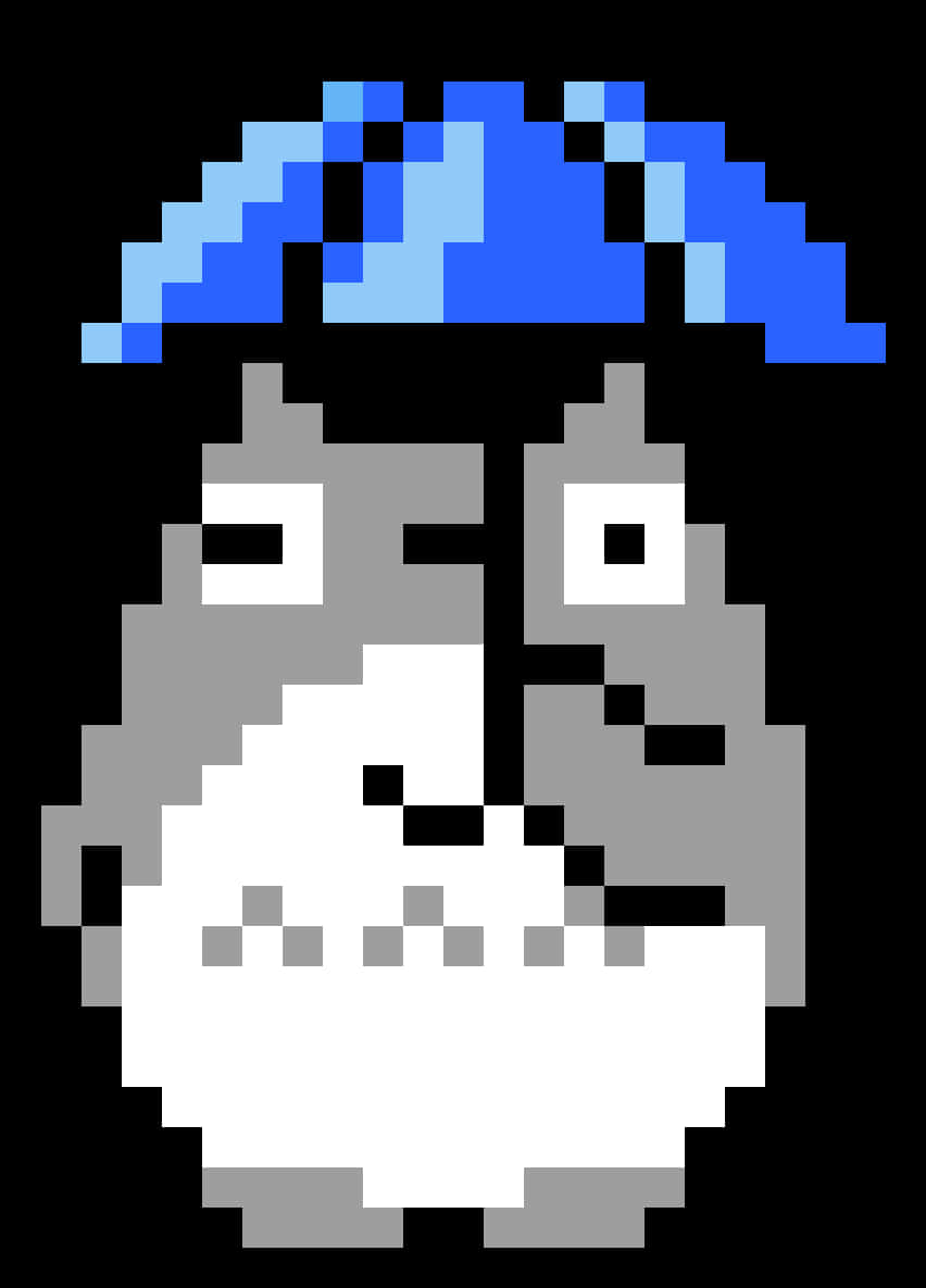 Pixelated Totoro Portrait PNG with transparent background