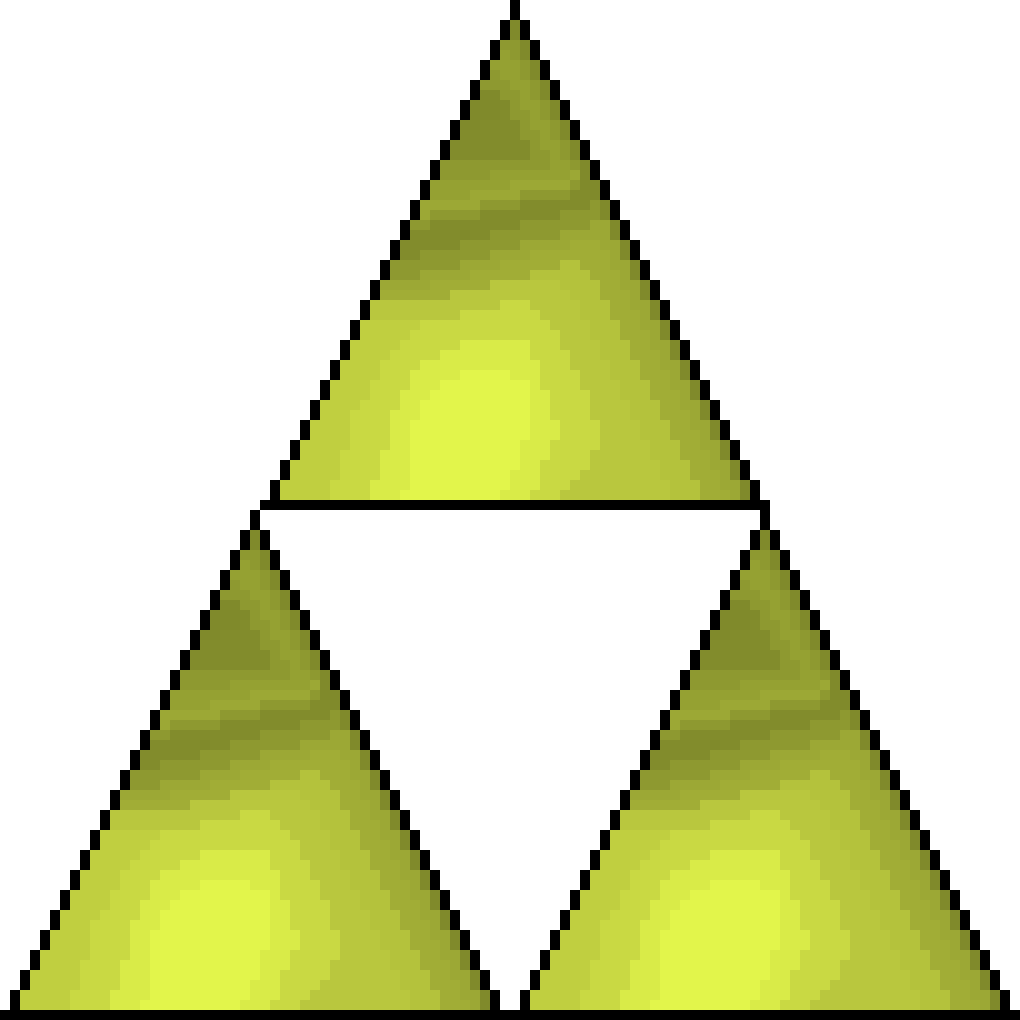 Pixelated triforce symbol PNG image with a transparent background, free high-resolution download