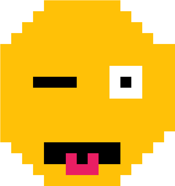 Pixelated Winking Face Emoji