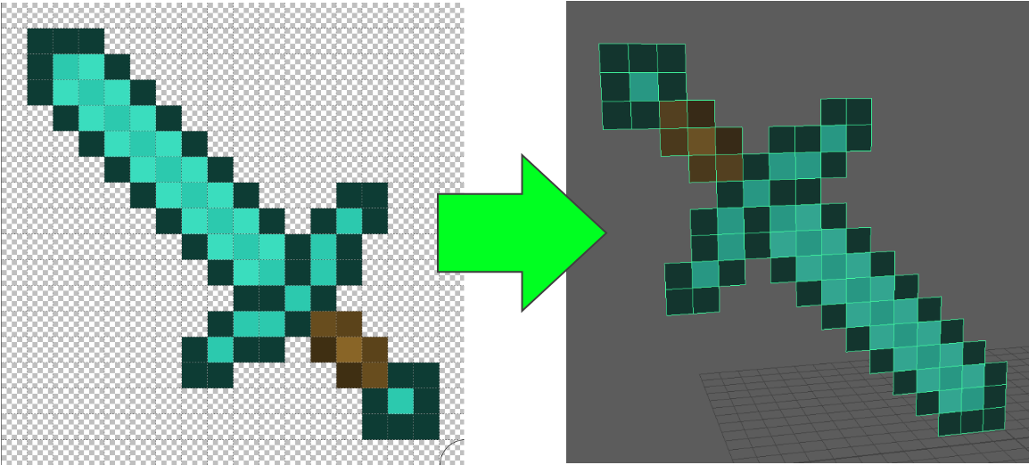 Pixelto3 D Diamond Sword Conversion