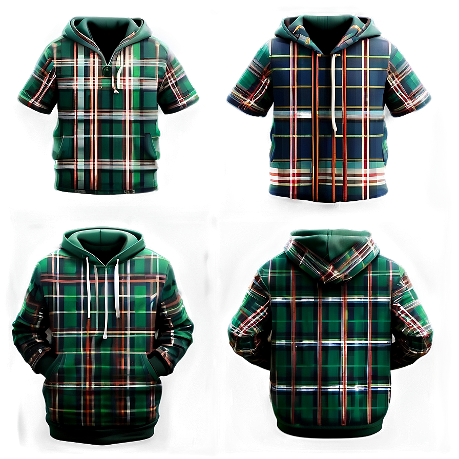 Plaid Hoodie Strings Png Fnm35