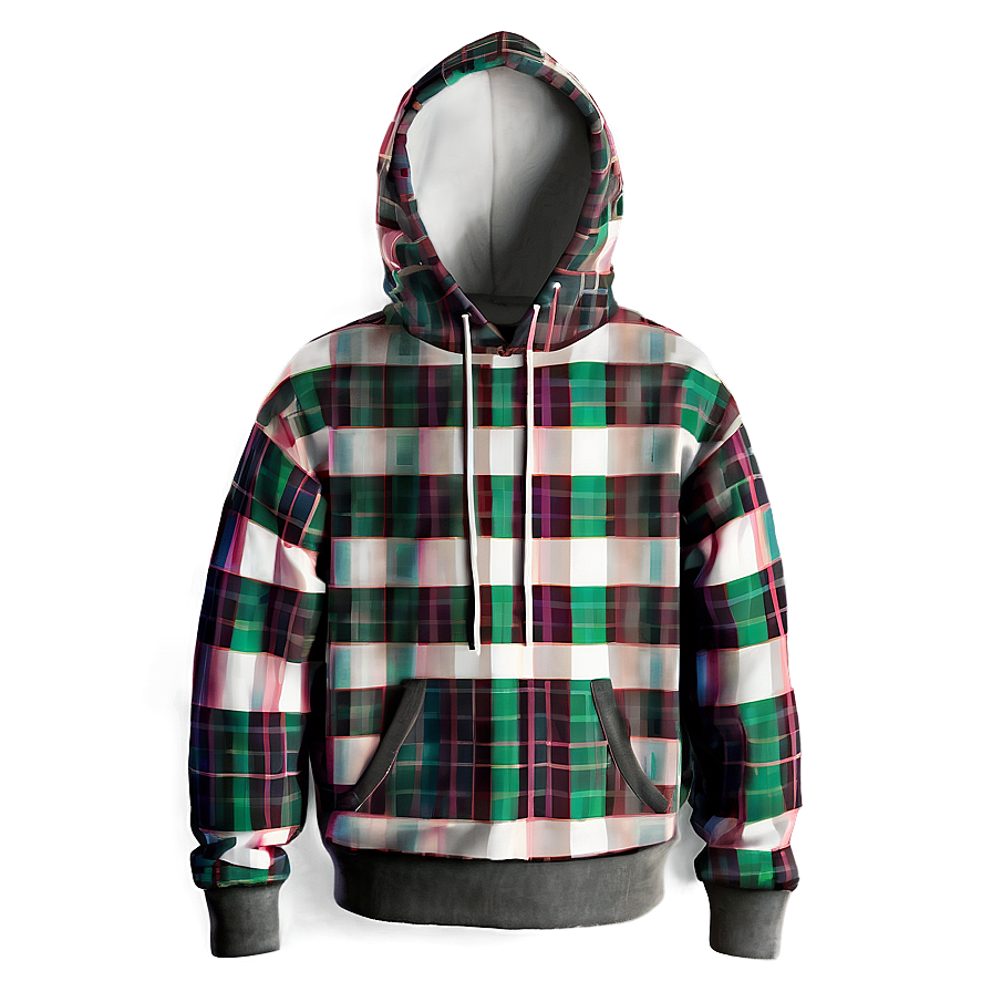 Plaid Hoodie Strings Png Mjf31