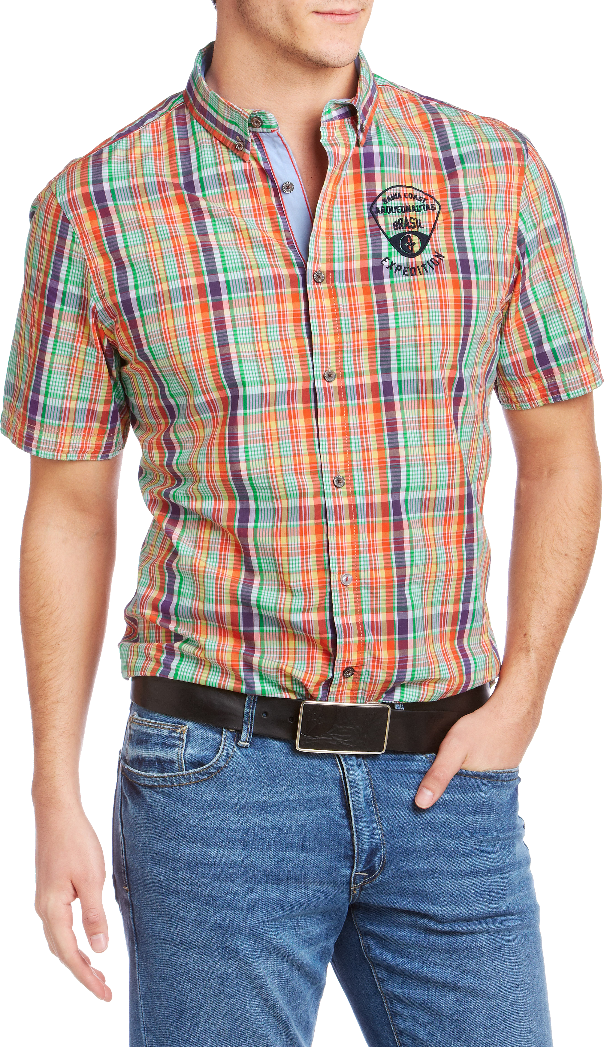 Plaid Short Sleeve Shirt Men