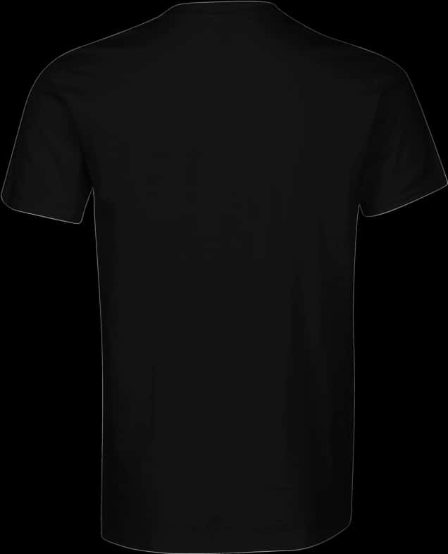 Plain Black T Shirt Back View PNG with transparent background