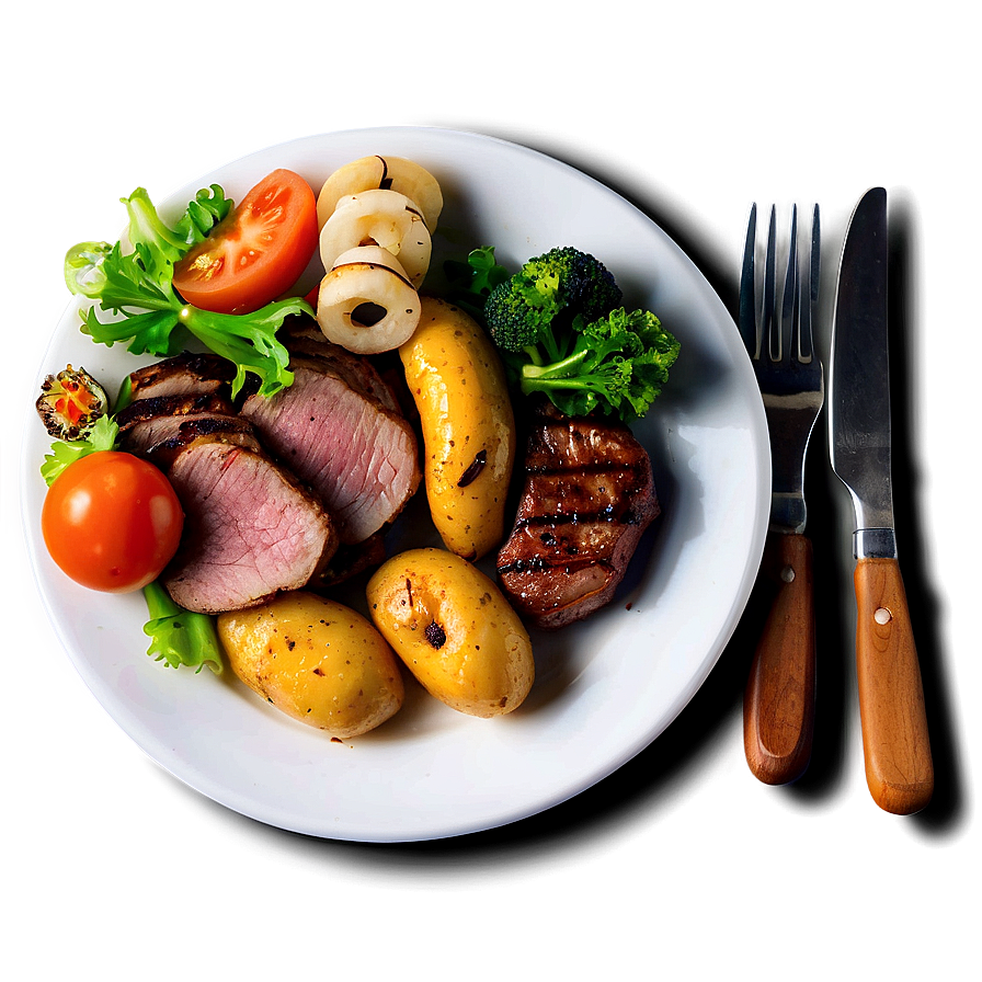 Plate Of Food With Meat Png Tfc24