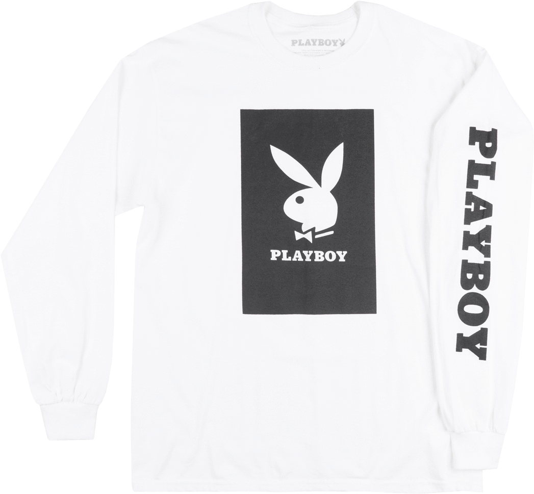 Playboy Bunny Box Logo Long Sleeve Shirt Mens Hue Hefner - Play Boy PNG with transparent background