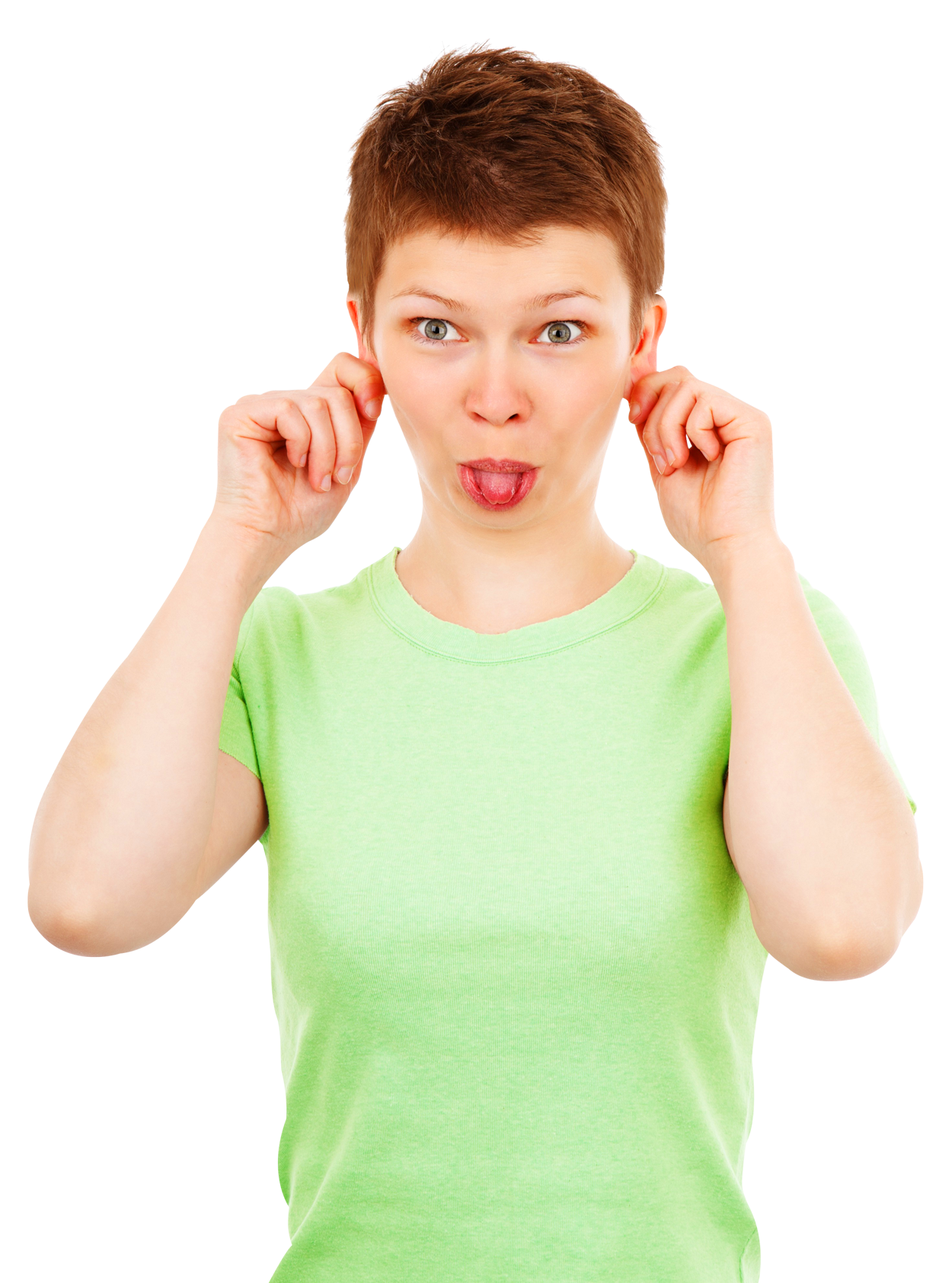 Playful Mocking Gesture Woman.png PNG with transparent background