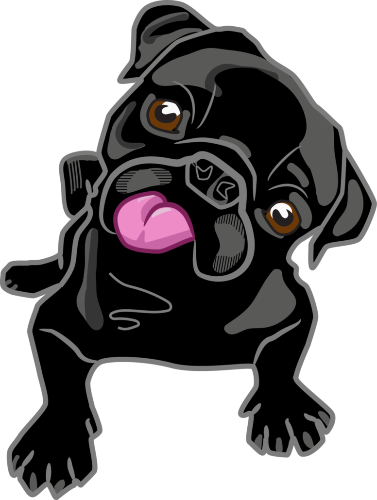 Pug Vector Free - Black Pug Cartoon Png, Transparent Png PNG with transparent background