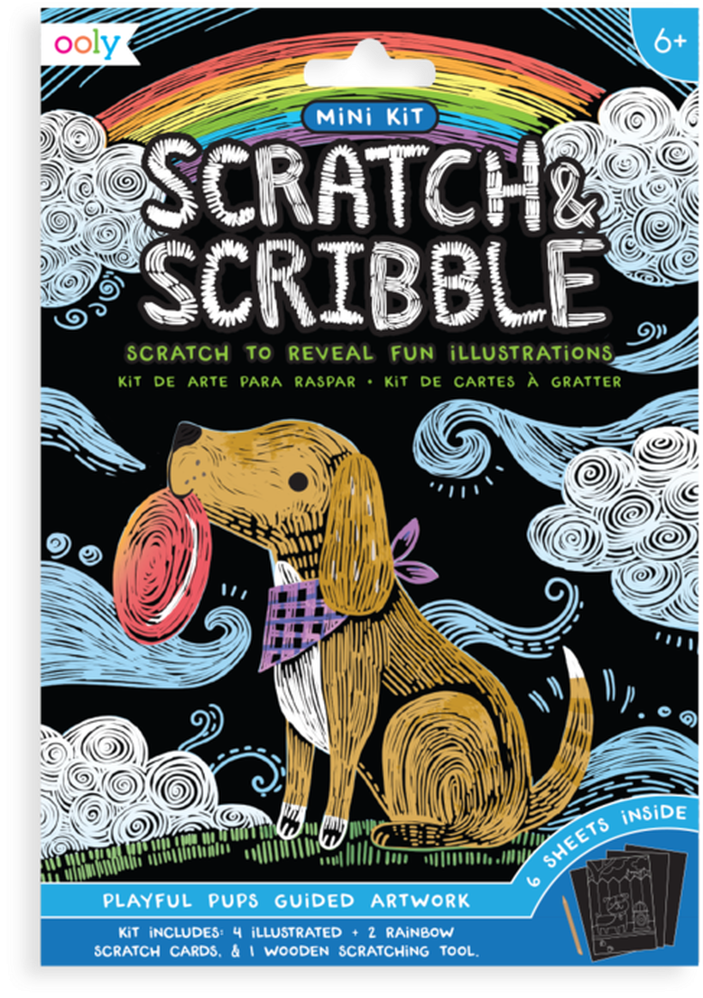 Mini Scratch & Scribble 7 Piece Art Kit- Playful Pups - Comic Book, HD Png Download PNG with transparent background