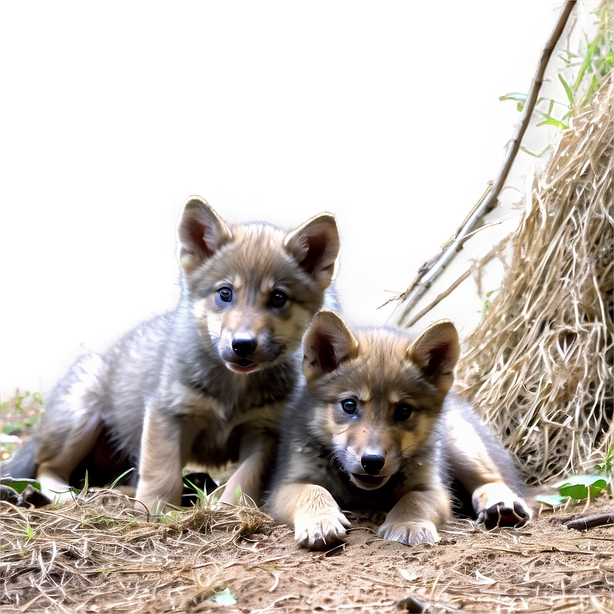 Playful Wolf Pups In Den Png Psj