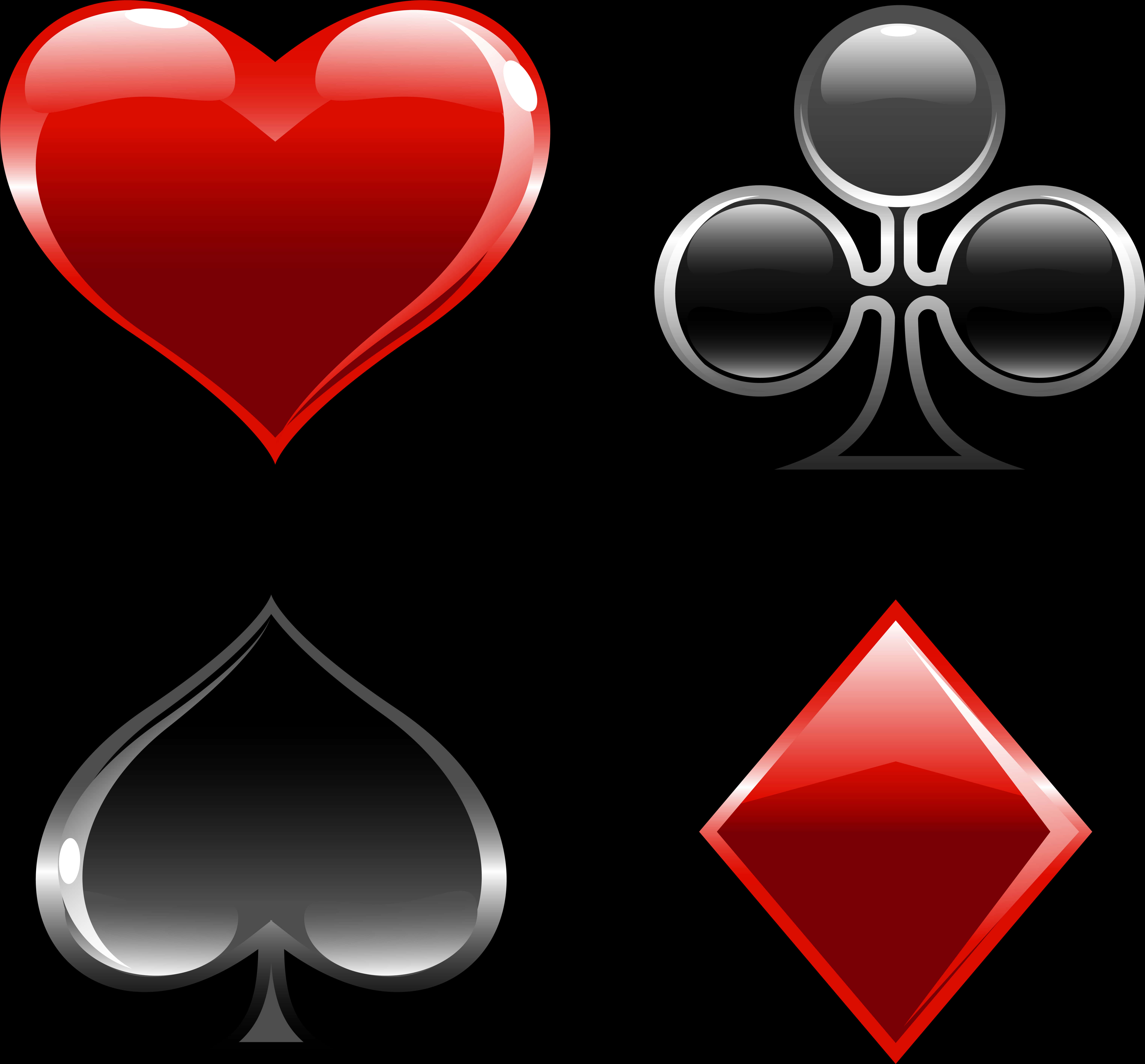Playing Card Suits Icons PNG with transparent background
