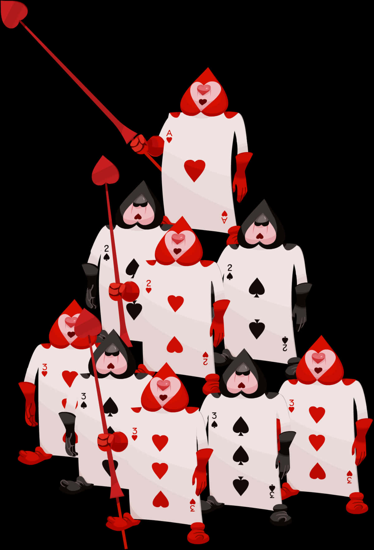 Playing Cards Human Tower PNG with transparent background
