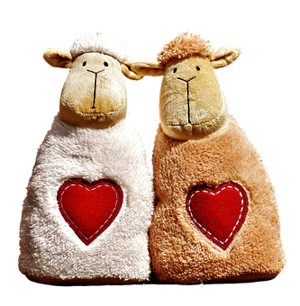 Plush Sheep With Hearts Toy Figurines PNG with transparent background