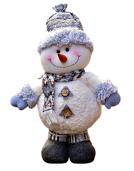 Plush Snowman Toy PNG with transparent background