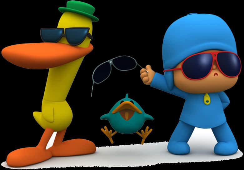 Pocoyo_and_ Friends_ Cool_ Poses PNG with transparent background