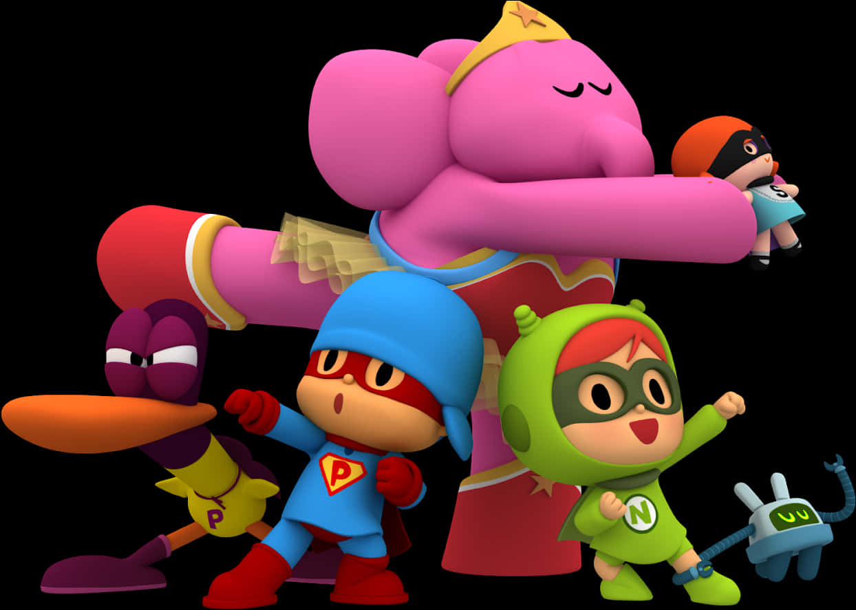 Pocoyo_and_ Friends_ Superhero_ Adventure PNG with transparent background