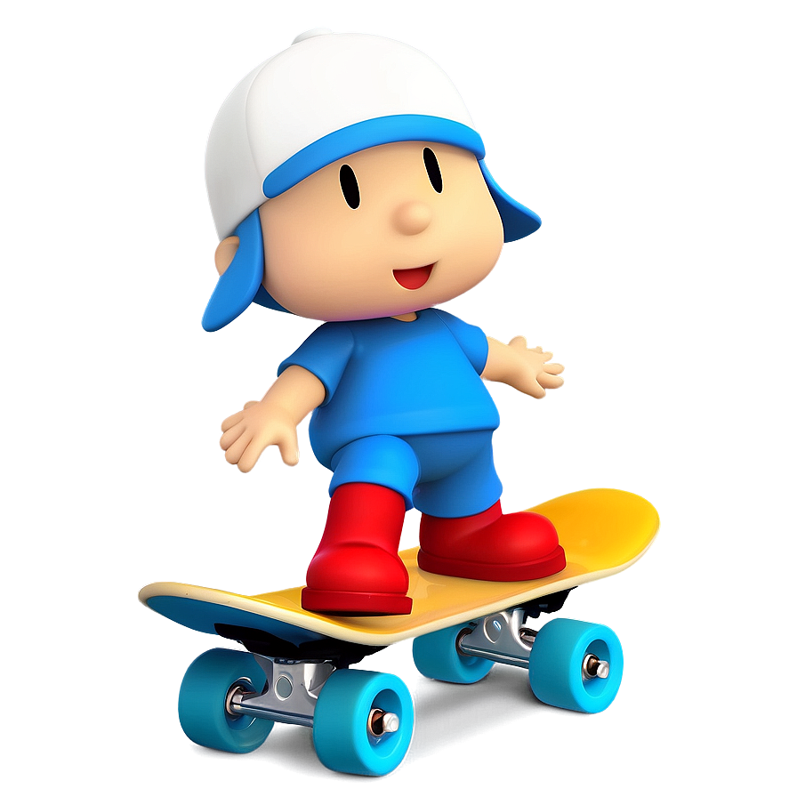 Pocoyo On A Skateboard Png Xig