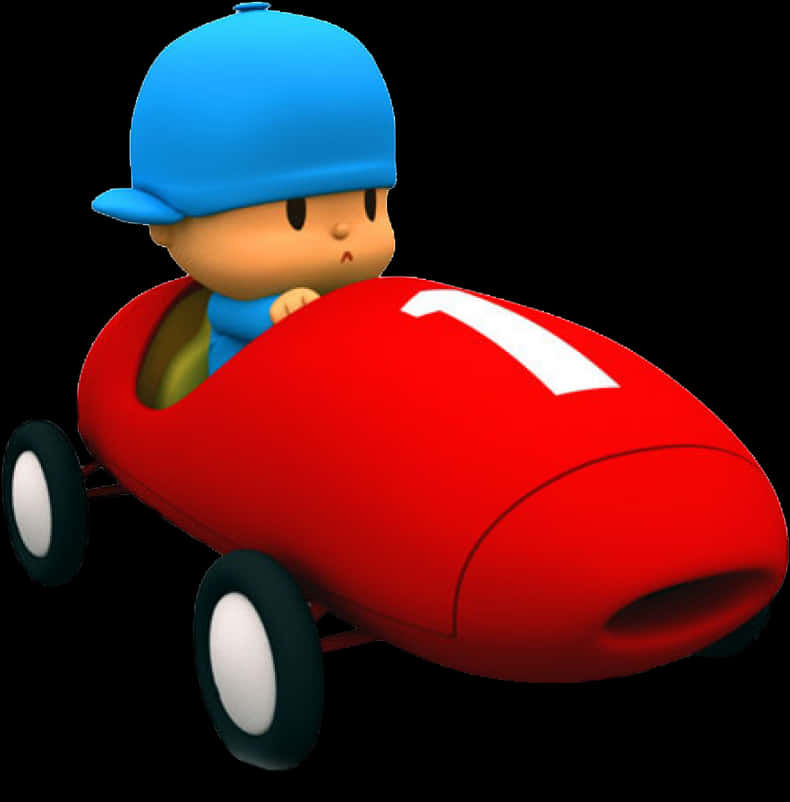 Pocoyo Racingin Red Car PNG with transparent background
