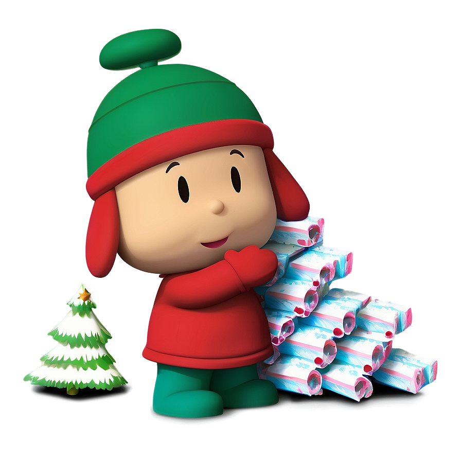 Pocoyo With Christmas Tree Png 05232024