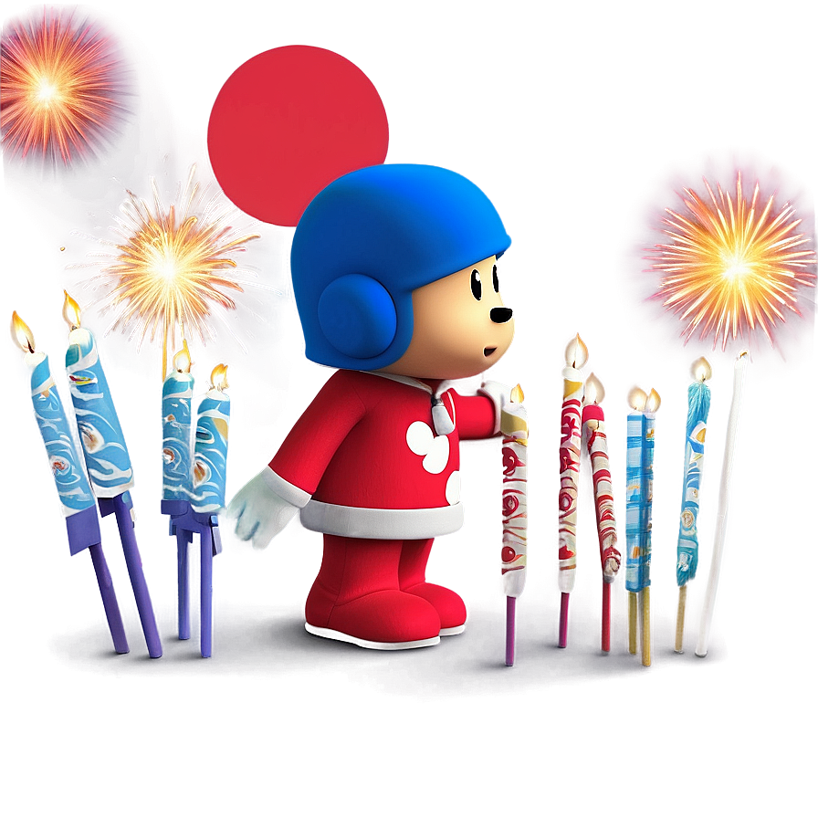 Pocoyo With Fireworks Display Png Tef