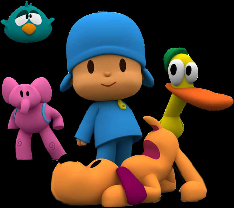 Pocoyoand Friends Characters PNG with transparent background