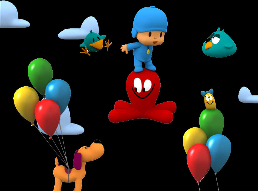 Pocoyoand Friends Floating Adventure PNG with transparent background