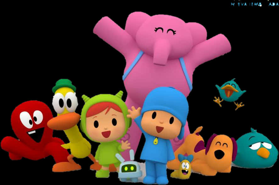 Pocoyoand Friends Group Photo PNG with transparent background