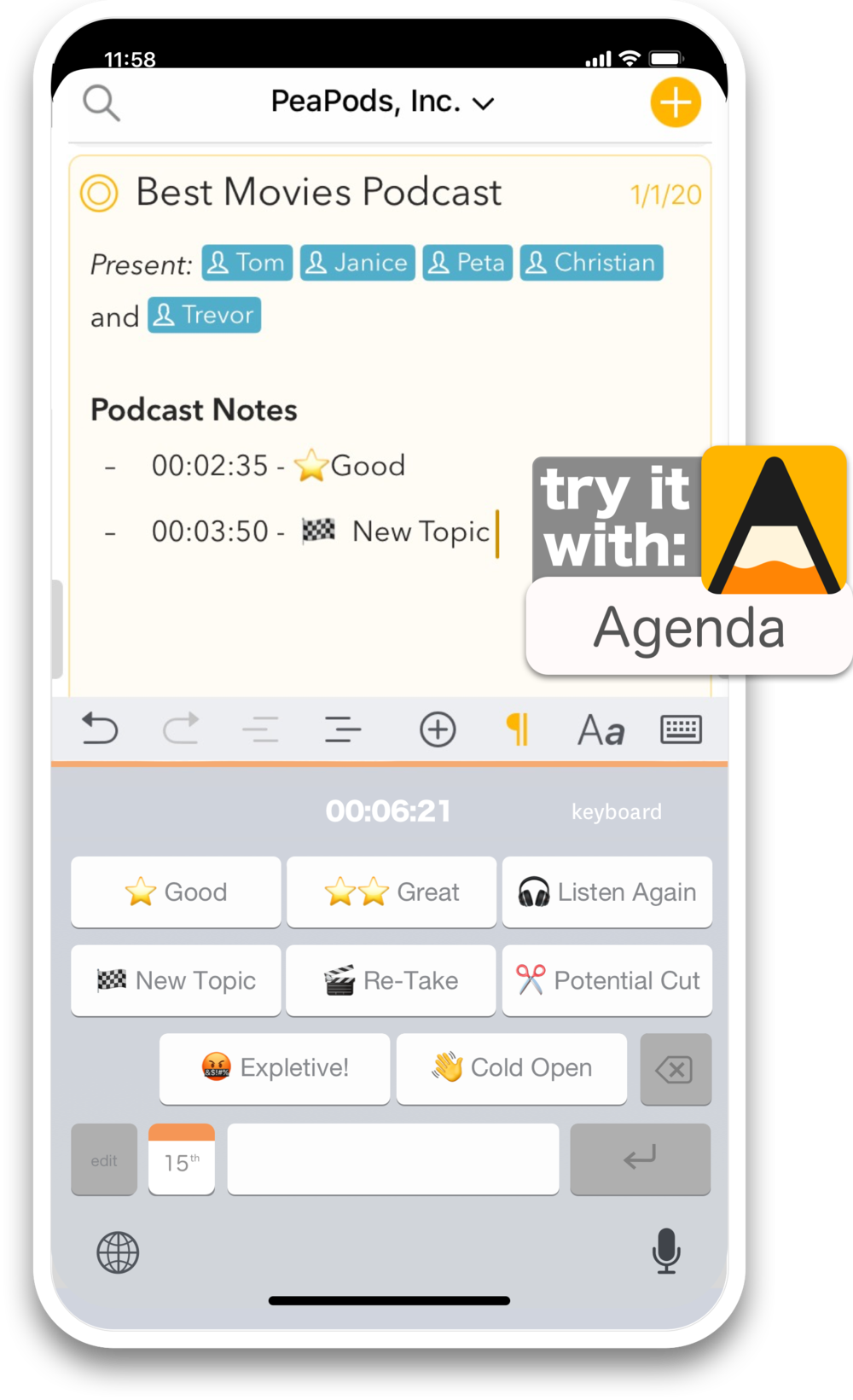 Podcast Planning App Screenshot