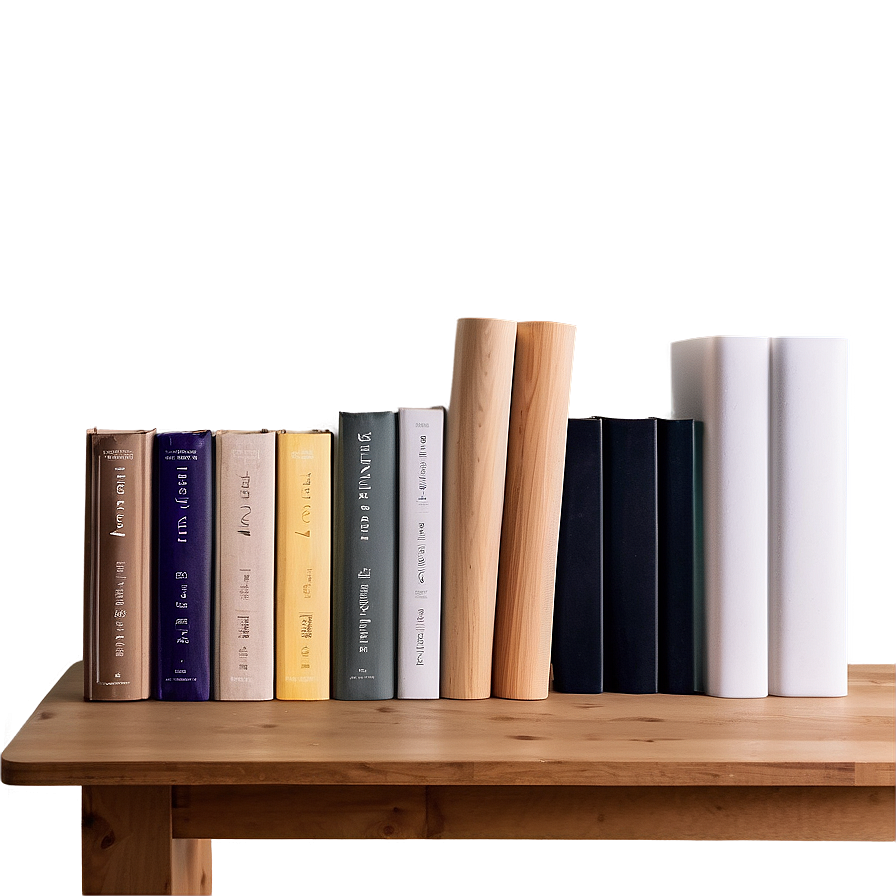 Poetry Books On Wooden Shelf Png Qef2