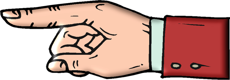 Pointing Hand Cartoon Illustration PNG with transparent background