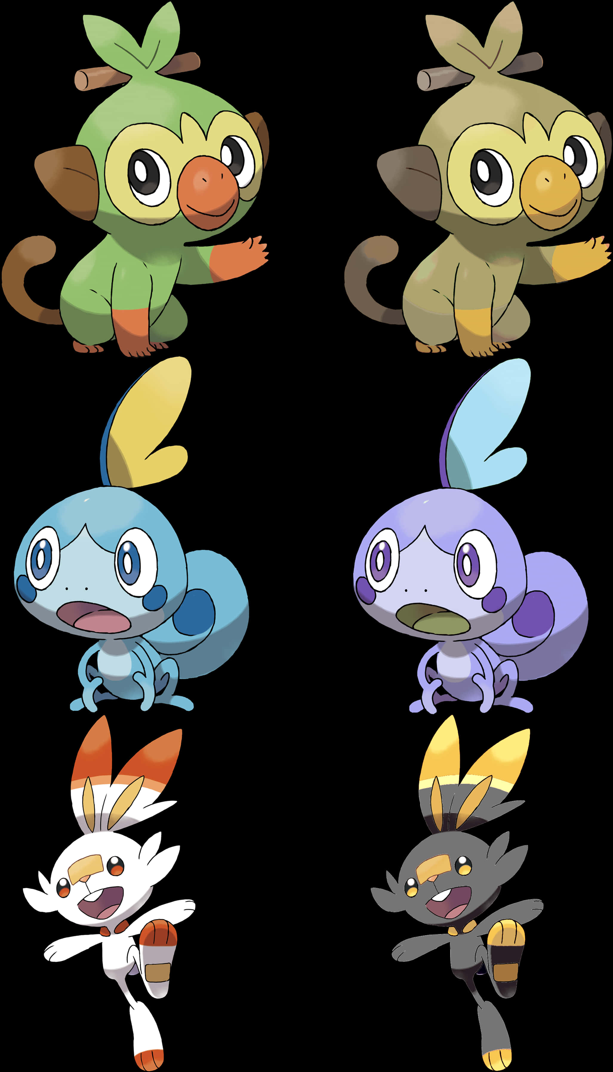 Pokemon Gen8 Startersand Shiny Variants