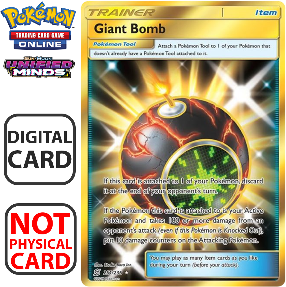 Pokemon T C G Giant Bomb Trainer Card Unified Minds