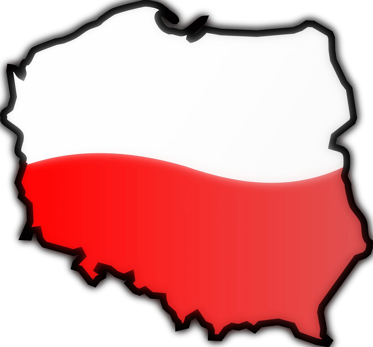 Poland Map Outline Flag Colors