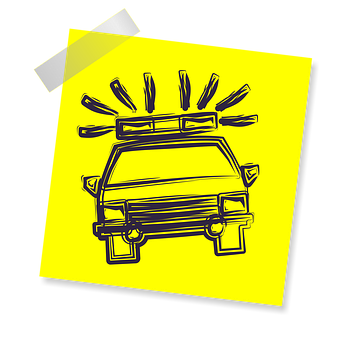 Police Car Top View Illustration PNG with transparent background
